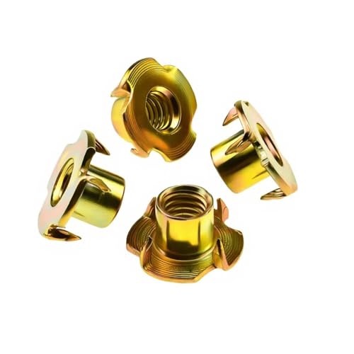3/8"-16 T-Nuts for Climbing Holds: 22 Pack 4 Pronged Tee Nuts Zinc Plated Threaded Inserts - No Rust No Spin - size: 3/8"-16（22Pack）
