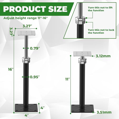4-Pack 11-16 in House Joist Jacks for Leveling and Lifting, Black - color: Black, size: 11-16 in