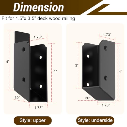 ForoGore 4 PCS 30° Stair 2”x 4” Stainless Steel Deck Railing Brackets - size: Angle 30°