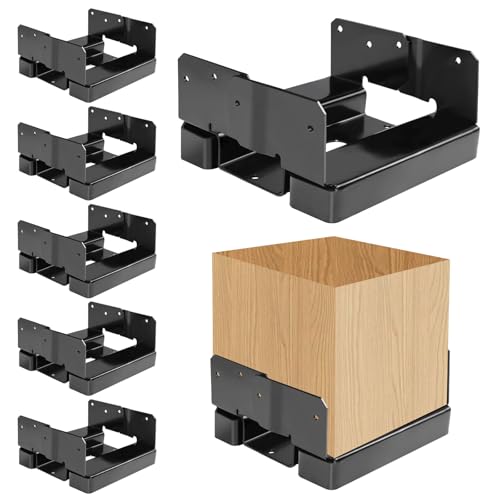 Black 6Pcs 6x6 Post Base Brackets for Concrete Fit for Actual 6x6 Wood Post