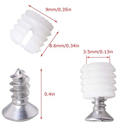 MEETOOT 100pcs Plastic Hinge Dowel Inserts Kit 4x10mm Toothed Machine Thread Opening Plastic Dowel and M4x10 Screws