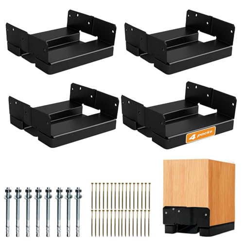 8x8 Post Base for Concrete Heavy Duty Black E-Coated 4 PCS - color: Black