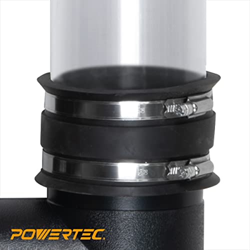 POWERTEC 70148-P4 2-1/2 Inch Dust Control Flex Cuff with Steel Hose Clamps, Hose Connector Rubber Cuff Coupler for Woodworking Dust Collection Fittings, Dust Collector Accessories & Machinery, 4 pack - size: 2-1/2", 4PK