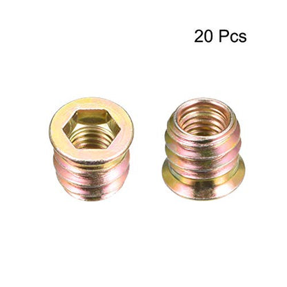 uxcell Wood Furniture M8x13mm Threaded Insert Nuts Interface Hex Socket Drive 20pcs - size: M8x13mm