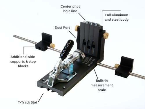 Massca Pro M2 Pocket Hole Jig, Aluminum Woodworking Tools for Wood Joinery