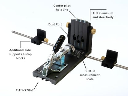 Massca Pro M2 Pocket Hole Jig, Aluminum Woodworking Tools for Wood Joinery