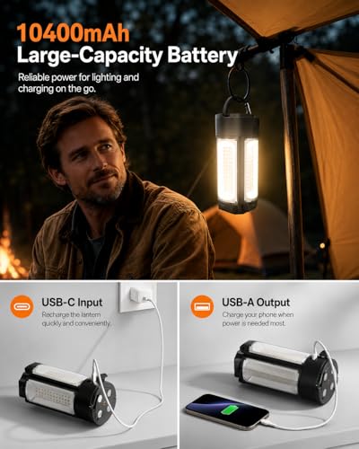 Rechargeable Camping Lights with Adjustable Stand, Black - color: Black