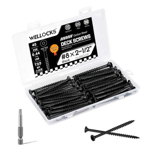 WELLOCKS #8 x 2-1/2 in Black Deck Screws, 0.44 lbs Trial Size - size: #8×2-1/2", style: Trial size 0.44LBS