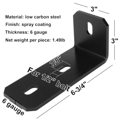 2 PCS Heavy Duty L Angle Bracket for 4" Wood, Concrete Post Anchor Bracket