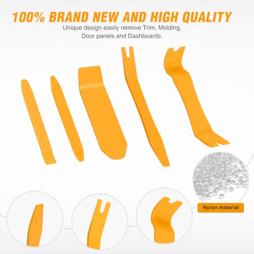GOOACC 6PCS Auto Trim Removal Tool Kit No-Scratch - color: Yellow, size: 6PCS Trim Removal