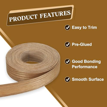 uxcell 1 Inch x 26ft Wood Veneer Edge Banding, Pre-Glued Flexible Ash Edging Strips, Iron on with Hot Melt Adhesive Wood Tape for Cabinet Repair and Furniture Restoration - size: 1 Inch x 26ft