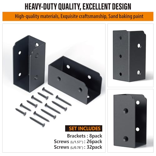 Deck Railing Connectors for 2"x4" (Actual 1.5"x3.5") Railing Wood Post (Parallel, 8pcs) - size: Parallel