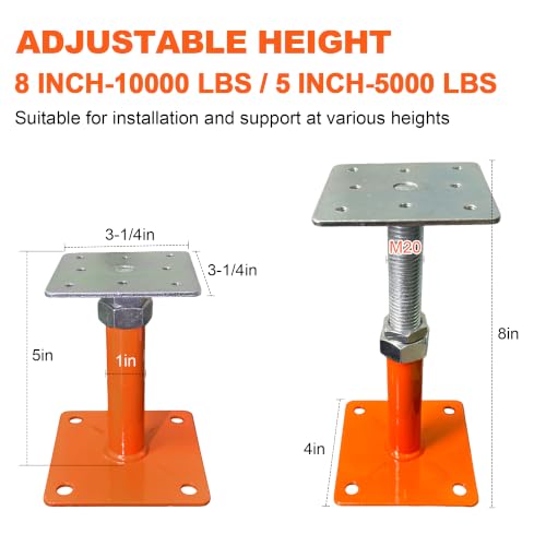 House Jack for House Leveing,5"-8" Range Screw Jack for Foundation, 4 Pack - size: 5-8 Inch-4 Pack