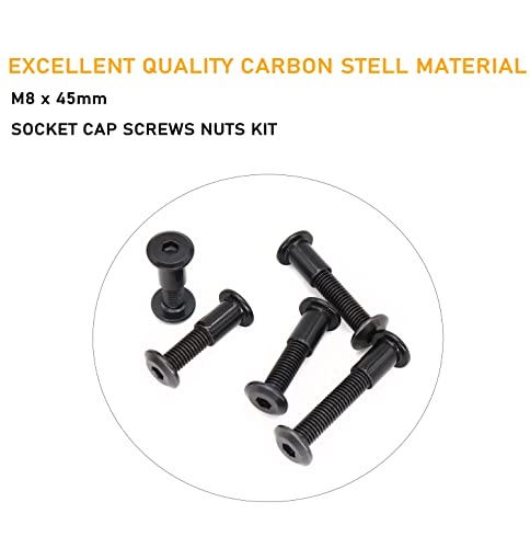 10-Pack Black M8 45mm Countersunk Rivet Socket Cap Connecting Bolts Cap Nuts Assortment Kit for Furniture Connecting - size: M8 x 45mm 10-Pack