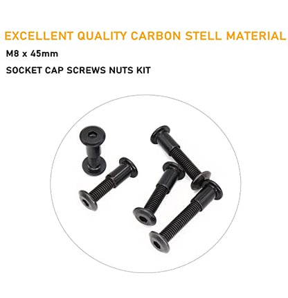 10-Pack Black M8 45mm Countersunk Rivet Socket Cap Connecting Bolts Cap Nuts Assortment Kit for Furniture Connecting - size: M8 x 45mm 10-Pack