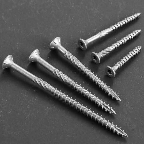 Wensilon #10 * 4" 304 Stainless Steel Deck Screws, (49pcs) 1 lbs.Exterior Wood Screws, Rust Resistant Epoxy Coated, Bronze, T20 Star Bit - color: Silver, size: 10*4