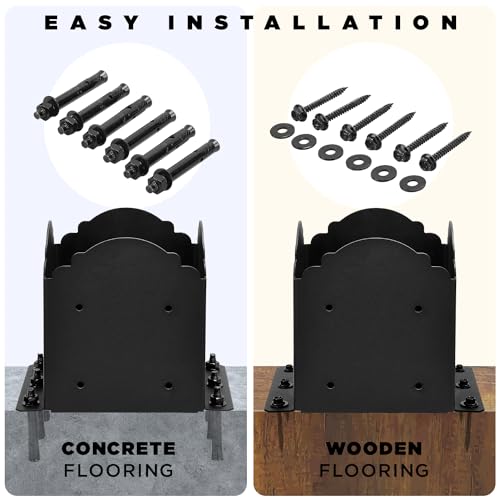 6x6 Post Base, Heavy Duty Bolt Down Anchor for 5.5" Wood Post (Set 2)