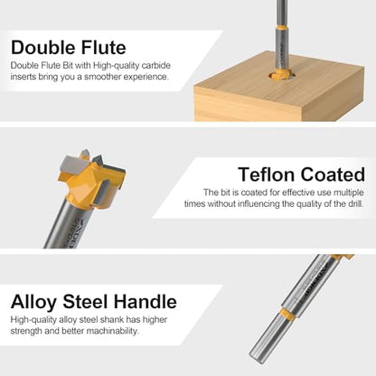 Forstner Bit 3/8 inch Shank, 15/16 inch Cutting Diameter, Forstner Drill Bit for Woodworking, Drilling Hole Saw Set, Auger Opener, Hole Opener Hinge Hole Cutter for Plastic, Plywood Products - size: 15/16"Diameter,3/8"Shank