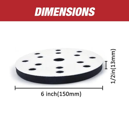LAUCO 6-Inch Soft Interface Pad – 15-Hole Hook & Loop Foam Cushion Buffer Pad for Dual Action & Random Orbital Sanders – Vibration Reduction, Edge Control & Contour Sanding (Black) 09063
