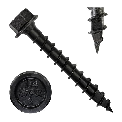 SPAX 1/4" x 2" Powerlags XF Exterior Hex Head Structural Wood Lag Screws (500 pcs) 3/8" Hex Driver HCR Heavy Duty Pergola Posts Beams Fence Structures High Corrosion Resistant - size: 1/4" x 2"