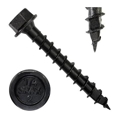SPAX 1/4" x 2" Powerlags XF Exterior Hex Head Structural Wood Lag Screws (500 pcs) 3/8" Hex Driver HCR Heavy Duty Pergola Posts Beams Fence Structures High Corrosion Resistant - size: 1/4" x 2"
