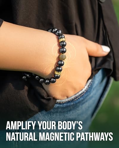 MagnetRX® Hematite Beaded Magnetic Bracelets (Gold Zeus 8mm) - color: Gold Zeus 8mm Bead