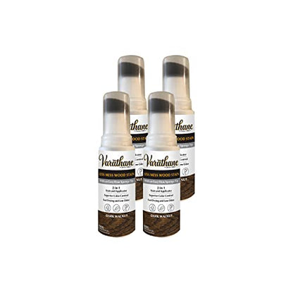 Varathane Less Mess Dark Walnut Wood Stain & Applicator - color: Dark Walnut, size: 4 Ounce (Pack of 4)