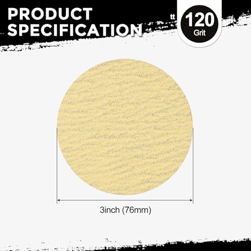 25Pcs Sanding Discs 3In 120Grit Hook and Loop Sandpapers Yellow - color: Yellow, size: 3 Inch(120 Grit)