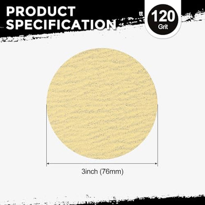 25Pcs Sanding Discs 3In 120Grit Hook and Loop Sandpapers Yellow - color: Yellow, size: 3 Inch(120 Grit)