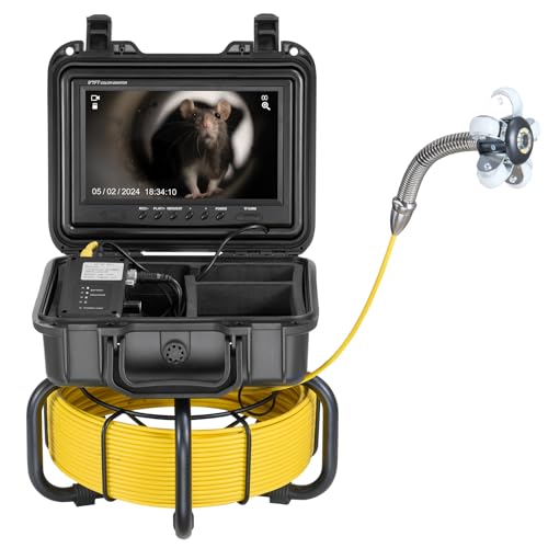 VEVOR Sewer Camera, 98 ft/30m, Self-Leveling Drain Inspection Camera with 9" 1080P HD Screen, 36X Zoom, IP68 Waterproof Plumbing Camera with Lights-12 LED, 32GB Card Snake Camera for Duct Pipe - size: 98ft/30m, style: 9" Screen with Self-Leving