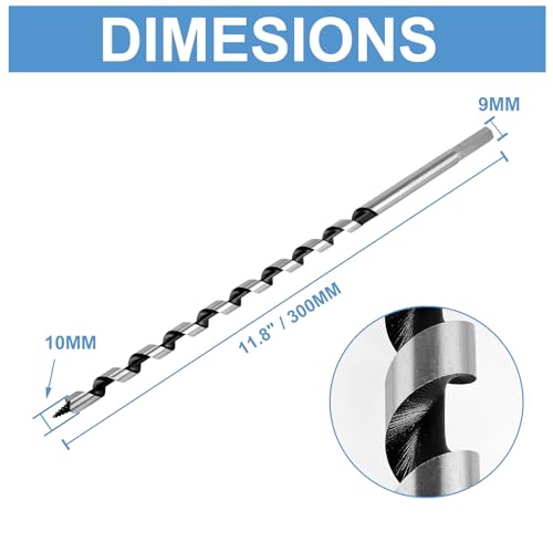 10 x 300mm (Slightly Larger Than 3/8" x 12") Wood Auger Drill Bit - 1pcs - size: 10x300mm (Slightly Larger 3/8 x 12")