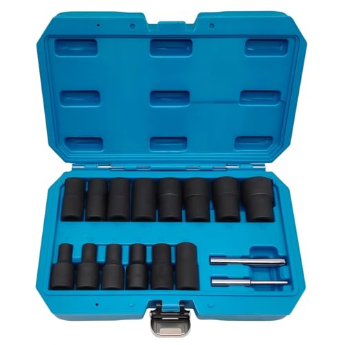 16PCS Twist Lug Nut Socket Set, 1/2" Drive Bolt Nut Extractor Tool - color: 16pcs Lug Nut Extractor 1/2 Inch Drive