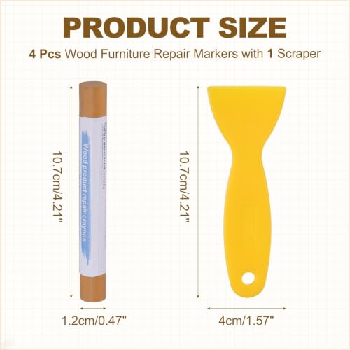 PATIKIL 4Pcs Wood Furniture Repair Markers with Scraper, Cherry Wood - color: Cherry Wood