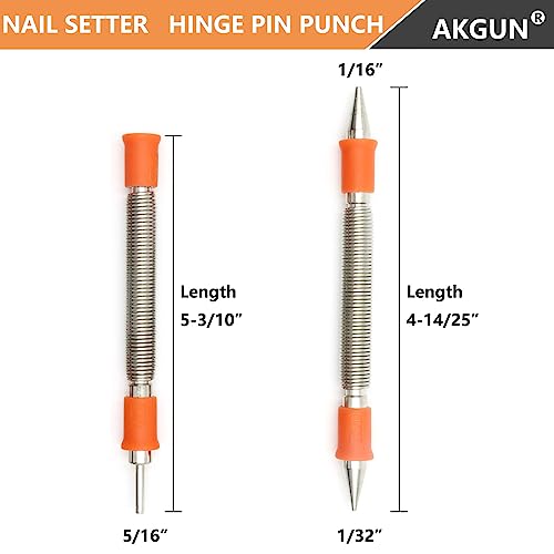 2-Piece Dual Head Nail Setter and Door Hinge Pin Remover Tool Set - size: Nail Setter and Hinge Pin Punch