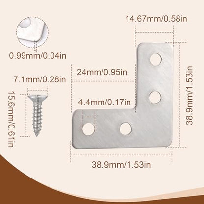 20 Pack Stainless Steel L Bracket Corner Brace, 40x40mm - style: L Shape