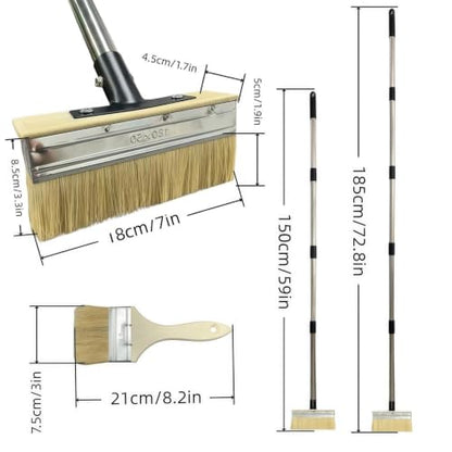 Deck Stain Brush Set - 59in Long Handle Floor Paint Applicator with Gloves