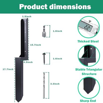 Fence Post Repair Kit, Includes Heavy Duty Fence Posts Repair Stakes, Steel Ground Spikes for Repairing Broken or Tilted Wooden Posts in Yards Farms 8pcs - size: 8pcs