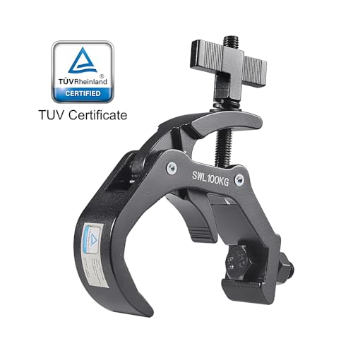 Truss Clamp Stage Light Clamp, 4PCS GZhuoNan Professional 38-60 mm Aluminium Black Light Clamps with TUV Certified, Heavy Duty 220LB Lighting Clamps, Fit for 1.5-2.4 Inch OD Tube/Pipe