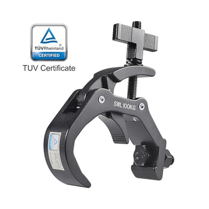 Truss Clamp Stage Light Clamp, 4PCS GZhuoNan Professional 38-60 mm Aluminium Black Light Clamps with TUV Certified, Heavy Duty 220LB Lighting Clamps, Fit for 1.5-2.4 Inch OD Tube/Pipe