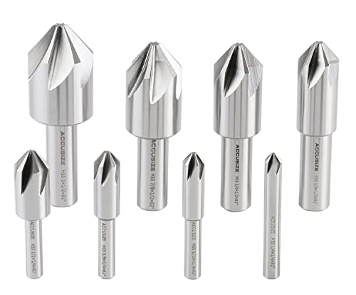 Accusize Industrial Tools 82 Degree 6 Flute H.S.S. Machine Countersink, 8 Pcs, Precision Ground, 0206-1018 - size: 82°