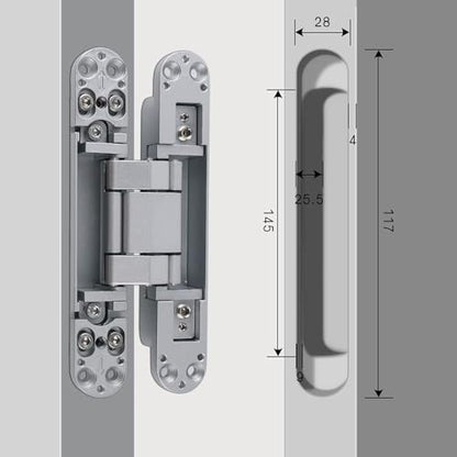 Ranbo 7 Inch Hidden Door Hinge, 3D Adjustable, Zinc Alloy Hardware Kit - size: 7 Inch