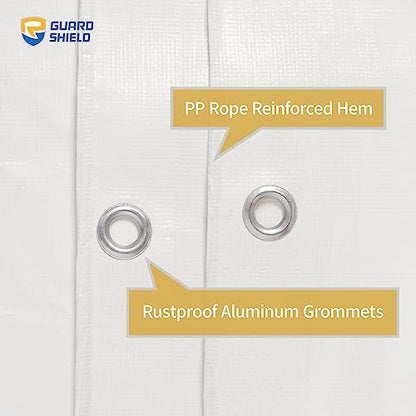 GUARD SHIELD White Tarp Heavy Duty Waterproof Plus+ 12x12 FT Large 12 mil - color: White, size: 12x12