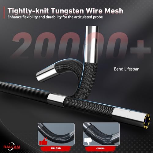 Ralcam Two-Way 210° Articulating Borescope Compatible with iPhone & Android