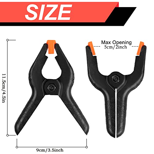 16 Pack Spring Clamps, 4.5inch Plastic Clips, Small Backdrop Clips, Clamps Heavy Duty, Spring Clips for Crafts, Backdrop Stand, Woodworking, Photography Studios (Black) - size: 16 Pack,4.5inch