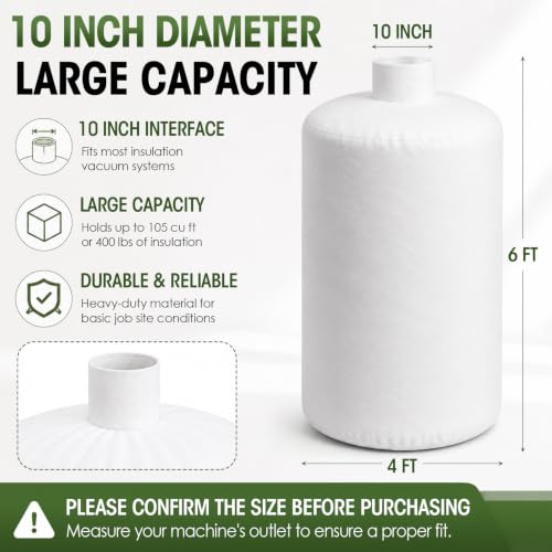 Pangda 10 Pack Insulation Removal Vacuum Bags Heavy Duty 75 Cu ft,White - color: White