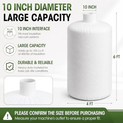 Pangda 10 Pack Insulation Removal Vacuum Bags Heavy Duty 75 Cu ft,White - color: White