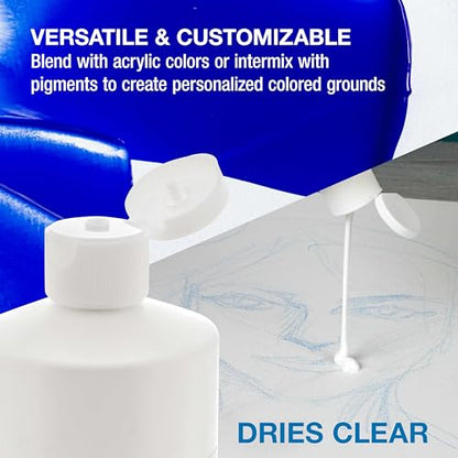 U.S. Art Supply Clear Gesso Primer (16oz) for Oil & Acrylic Painting - color: Clear