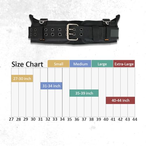 WOLF WTH2110 Heavy-Duty Ballistic Padded Tool Work Belt | Compatible w/Pouches, Holsters & 4-Point Suspenders | Body Waist Comfort Lightweight Breathable | Contractors Handyman | Tongue Buckle - size: Small