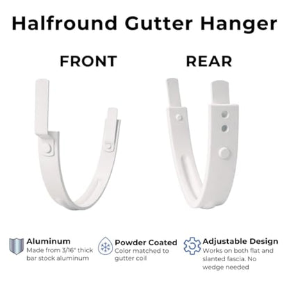 8" Halfround Gutter Hanger - Aluminum - Powder Coated to Match Gutter Coil Color - 8" Gutter - Works on Straight and Slanted Fascia (8" Halfround) (Colonial Grey, 8 inch) - color: Colonial Grey