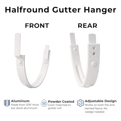 Halfround Gutter Hanger - Aluminum - Powder Coated to Match Gutter Coil Color - Works on Straight and Slanted Fascia (Terratone, 8" Halfround) - color: Terratone